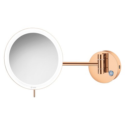 LED Καθρέπτης Μεγεθυντικός x3 με Θύρα Φόρτισης USB Charging Ø20xD335cm Rose Gold 24Κ SANCO Led Cosmetic Mirrors MRLED-905-A06
