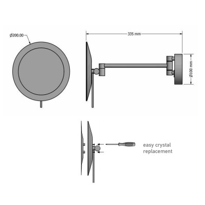 LED Καθρέπτης Μεγεθυντικός x3 με Θύρα Φόρτισης USB Charging Ø20xD335cm Brushed Gold 24K SANCO Led Cosmetic Mirrors MRLED-905-AB5