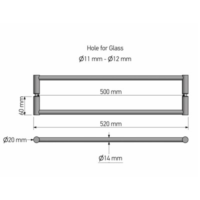 Διπλή Λαβή Πετσετοθήκης για τζάμι Chrome SANCO Glass Door Accessories SET-GL0712-A03
