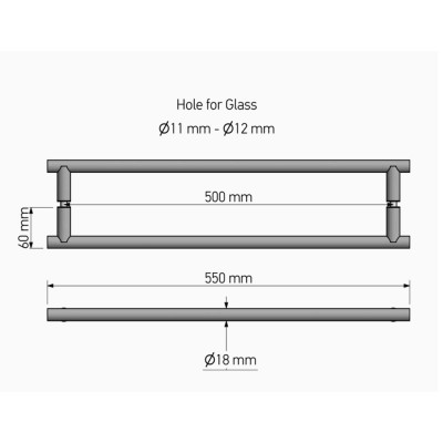 Διπλή Λαβή Πετσετοθήκης για τζάμι Chrome SANCO Glass Door Accessories SET-GL0732-A03