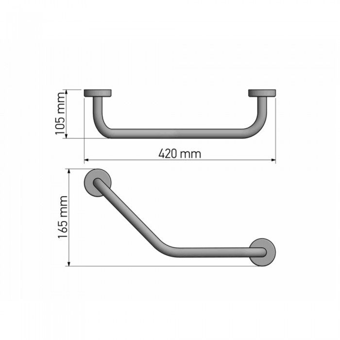 Λαβή Μπάνιου Τύπου V W42xD10.5xH16.5cm Graphite Dark Sanco Grab-bars 00400-122