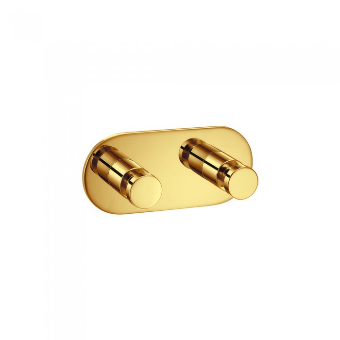 Άγκιστρο Διπλό Μπάνιου W11xD5xH5cm PVD Golden Brass Polished Sanco Ergon 00646-PVD-02PL
