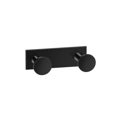 Άγκιστρο Διπλό Μπάνιου W8.5xD3.5xH3.5cm Black Mat Sanco Bath Robe Hook & Door Stop 00682-M116