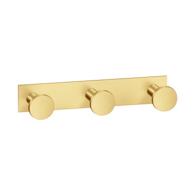 Άγκιστρο Τριπλό Μπάνιου W13xD3.5xH3.5cm PVD Golden Brass Brushed Sanco Bath Robe Hook & Door Stop 00683-PVD-02BR