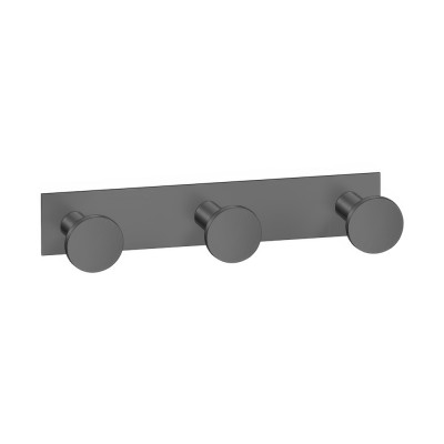 Άγκιστρο Τριπλό Μπάνιου W13xD3.5xH3.5cm PVD Gun Metal Brushed Sanco Bath Robe Hook & Door Stop 00683-PVD-05BR