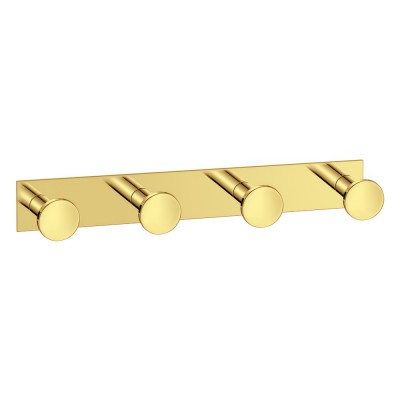 Άγκιστρο Τετραπλό Μπάνιου W18xD3.5xH3.5cm PVD Golden Brass Polished Sanco Bath Robe Hook & Door Stop 00684-PVD-02PL