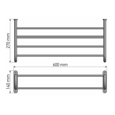 Ραφιέρα Πετσετών W60xD27xH11cm Chrome Sanco Towel racks 00903-A03