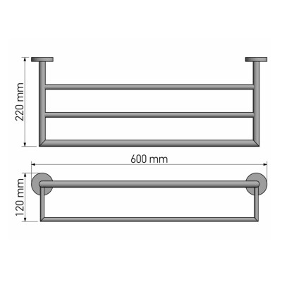 Ραφιέρα Πετσετών W60xD22xH12cm Chrome Sanco Towel racks 00911-A03