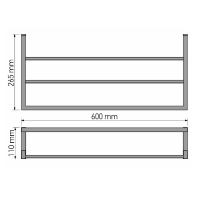Ραφιέρα Πετσετών W60xD26.5xH11cm Chrome Sanco Towel racks 00918-A03