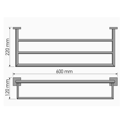 Ραφιέρα Πετσετών W60xD22xH12cm Chrome Sanco Towel racks 00961-A03
