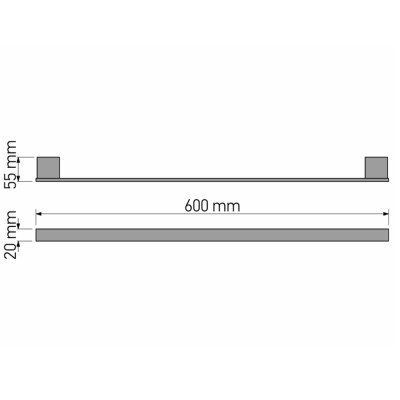 Πετσετοθήκη 60cm W60xD5.5xH2cm Anthracite Grained Sanco Monogram 120404-60-M118