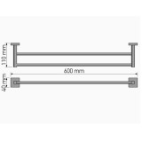 Πετσετοθήκη Διπλή 60cm W60xD11xH4cm Chrome Sanco Tempo 14005-A03