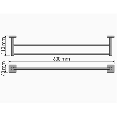 Πετσετοθήκη Διπλή 60cm W60xD11xH4cm Black Mat Sanco Tempo 14005-M116