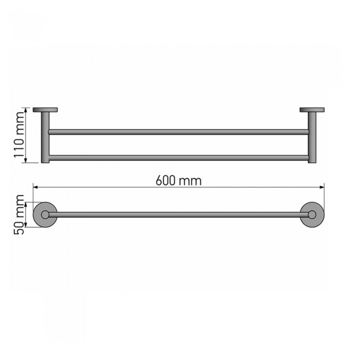 Πετσετοθήκη Διπλή 60cm W60xD11xH5cm Black Mat Sanco Twist 14305-M116