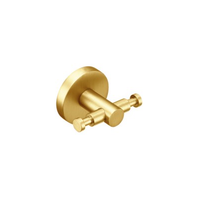 Άγκιστρο Διπλό Μπάνιου W7xD5xH5.5cm PVD Golden Brass Brushed Sanco Ergon 25918-PVD-02BR