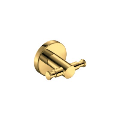 Άγκιστρο Διπλό Μπάνιου W7xD5xH5.5cm PVD Golden Brass Polished Sanco Ergon 25918-PVD-02PL