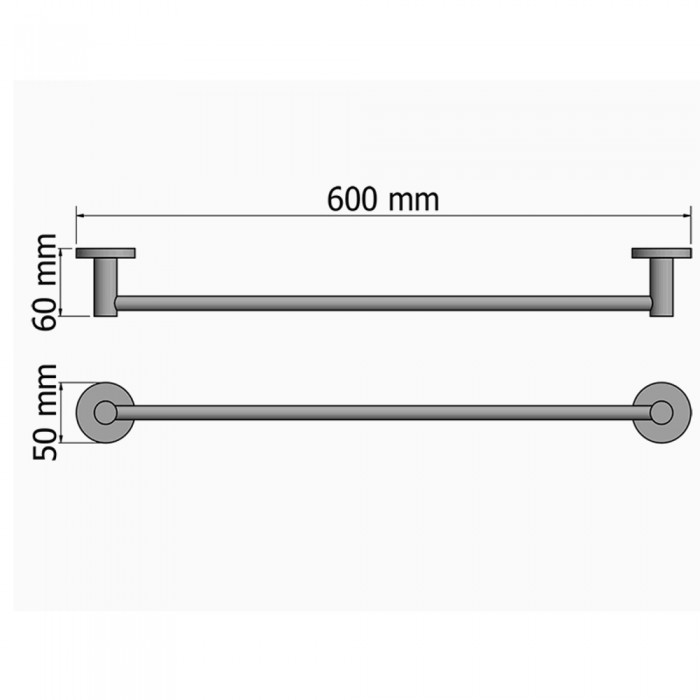 Πετσετοθήκη 60cm W60xD6xH5cm Mat Inox Sanco Inox Project 28704-60-M90