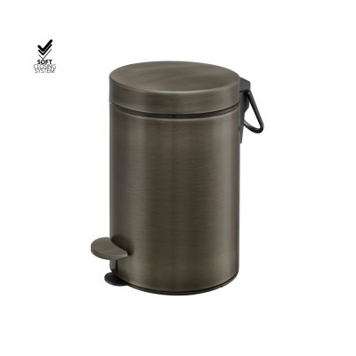 Χαρτοδοχείο 3lt Soft Close (AISI 304) Ø17xH28cm Dark Bronze Mat Sanco Waste Bins 90603-DM25