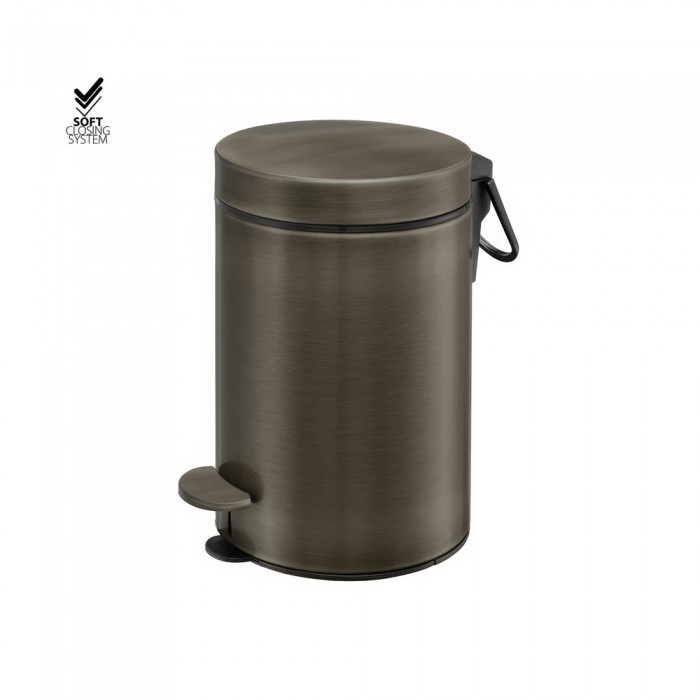 Χαρτοδοχείο 3lt Soft Close (AISI 304) Ø17xH28cm Dark Bronze Mat Sanco Waste Bins 90603-DM25