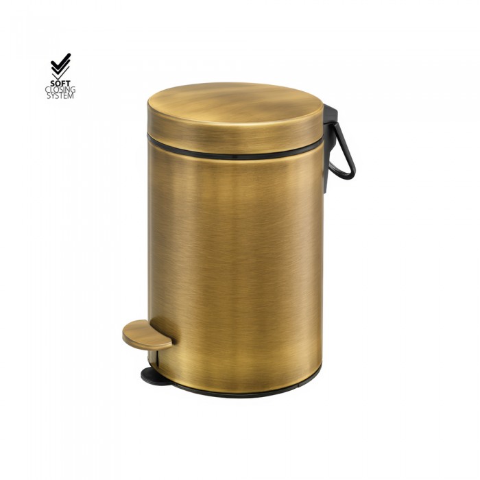 Χαρτοδοχείο 3lt Soft Close (AISI 304) Ø17xH28cm Bronze Mat Sanco Waste Bins 90603-M25