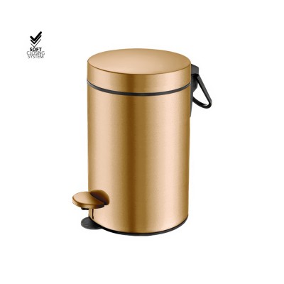 Χαρτοδοχείο 3lt Soft Close (AISI 304) Ø17xH28cm PVD Warm Bronze Brushed Sanco Waste Bins 90603-PVD-01BR
