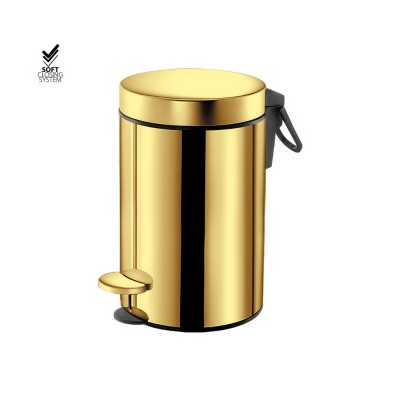Χαρτοδοχείο 3lt Soft Close (AISI 304) Ø17xH28cm PVD Golden Brass Polished Sanco Waste Bins 90603-PVD-02PL