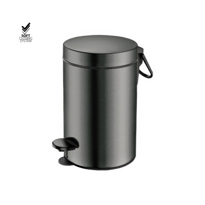Χαρτοδοχείο 3lt Soft Close (AISI 304) Ø17xH28cm PVD Gun Metal Brushed Sanco Waste Bins 90603-PVD-05BR