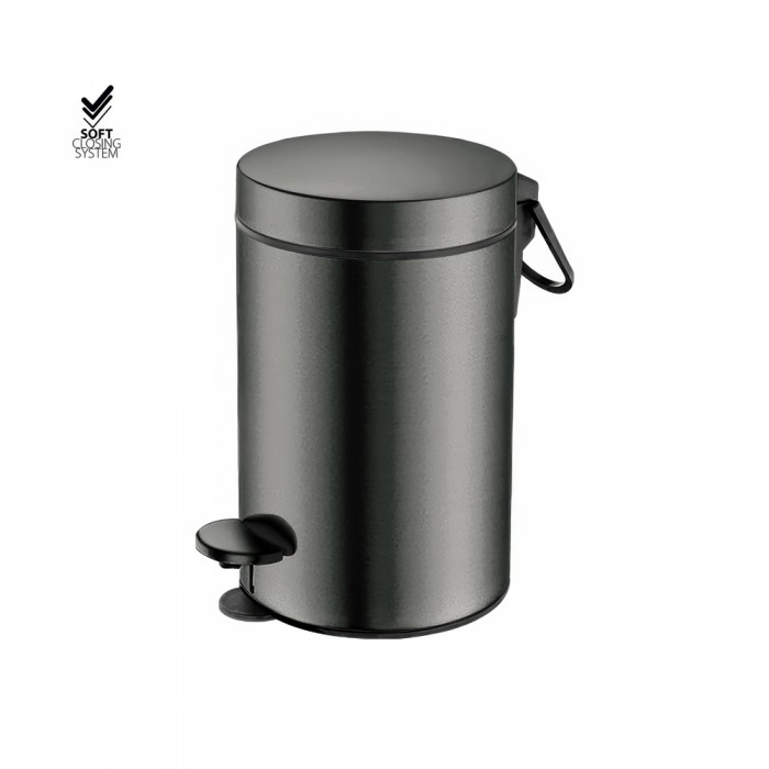 Χαρτοδοχείο 3lt Soft Close (AISI 304) Ø17xH28cm PVD Gun Metal Brushed Sanco Waste Bins 90603-PVD-05BR