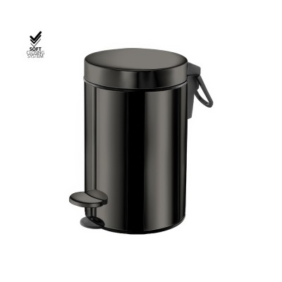 Χαρτοδοχείο 3lt Soft Close (AISI 304) Ø17xH28cm PVD Gun Metal Polished Sanco Waste Bins 90603-PVD-05PL