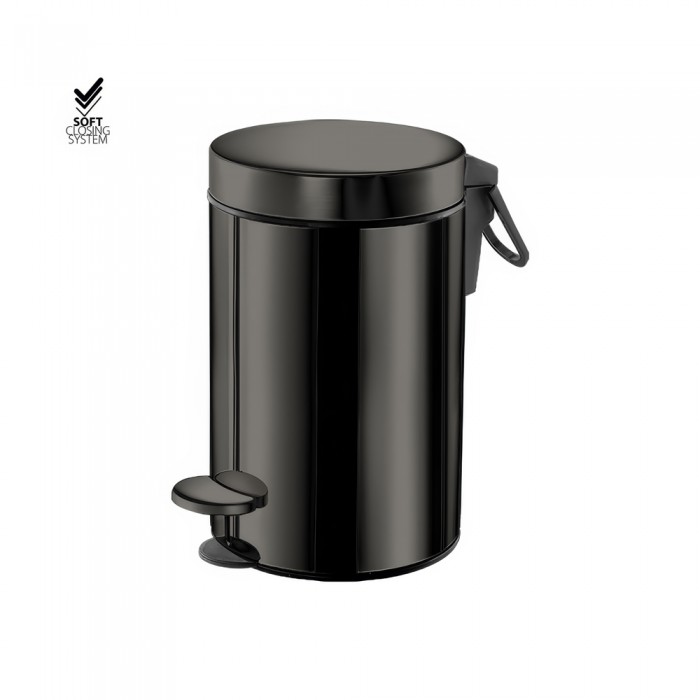 Χαρτοδοχείο 3lt Soft Close (AISI 304) Ø17xH28cm PVD Gun Metal Polished Sanco Waste Bins 90603-PVD-05PL
