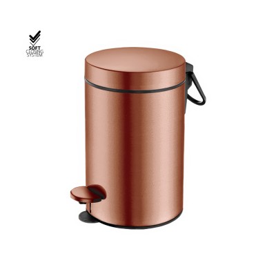 Χαρτοδοχείο 3lt Soft Close (AISI 304) Ø17xH28cm PVD Red Copper Brushed Sanco Waste Bins 90603-PVD-10BR