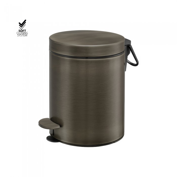 Χαρτοδοχείο 5lt Soft Close (AISI 304) Ø20.5xH28cm Dark Bronze Mat Sanco Waste Bins 90605-DM25