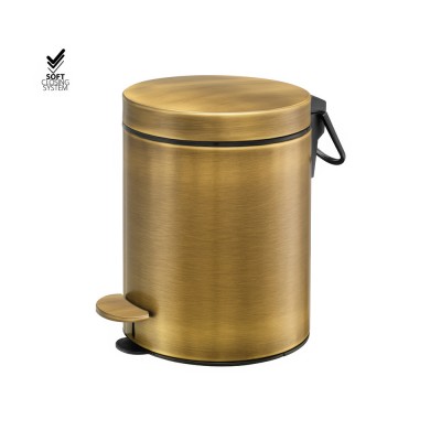 Χαρτοδοχείο 5lt Soft Close (AISI 304) Ø20.5xH28cm Bronze Mat Sanco Waste Bins 90605-M25