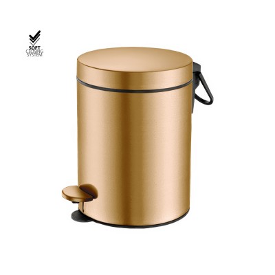 Χαρτοδοχείο 5lt Soft Close (AISI 304) Ø20.5xH28cm PVD Warm Bronze Brushed Sanco Waste Bins 90605-PVD-01BR