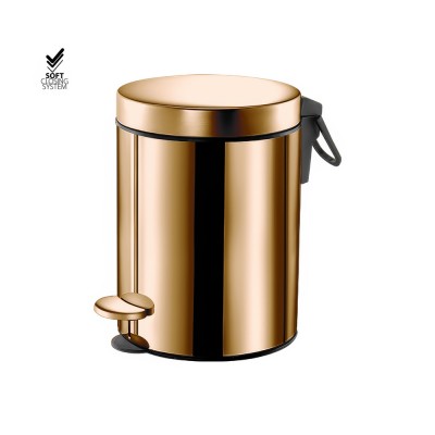 Χαρτοδοχείο 5lt Soft Close (AISI 304) Ø20.5xH28cm PVD Warm Bronze Polished Sanco Waste Bins 90605-PVD-01PL