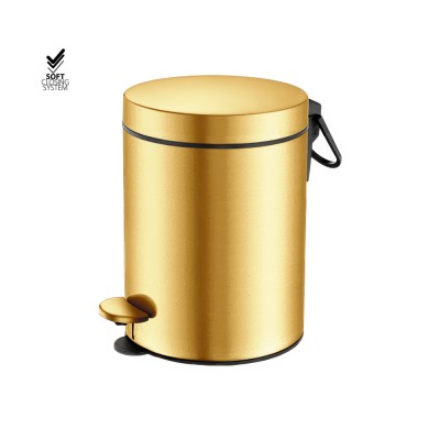 Χαρτοδοχείο 5lt Soft Close (AISI 304) Ø20.5xH28cm PVD Golden Brass Brushed Sanco Waste Bins 90605-PVD-02BR
