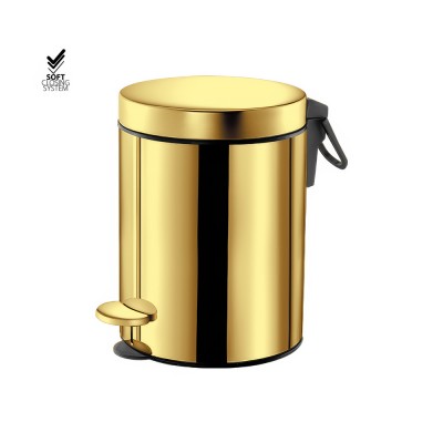 Χαρτοδοχείο 5lt Soft Close (AISI 304) Ø20.5xH28cm PVD Golden Brass Polished Sanco Waste Bins 90605-PVD-02PL