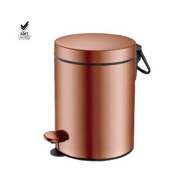 Χαρτοδοχείο 5lt Soft Close (AISI 304) Ø20.5xH28cm PVD Red Copper Brushed Sanco Waste Bins 90605-PVD-10BR