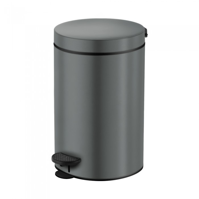 Χαρτοδοχείο 12lt (AISI 304) Ø20.5xH40cm Anthracite Grained Sanco Waste Bins 90611-M118