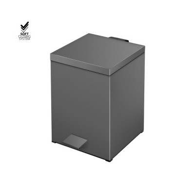 Χαρτοδοχείο Ορθογώνιο 5lt Soft Close (AISI 304) W18xD25xH26.5cm Graphite Dark Sanco Waste Bins 90677-122