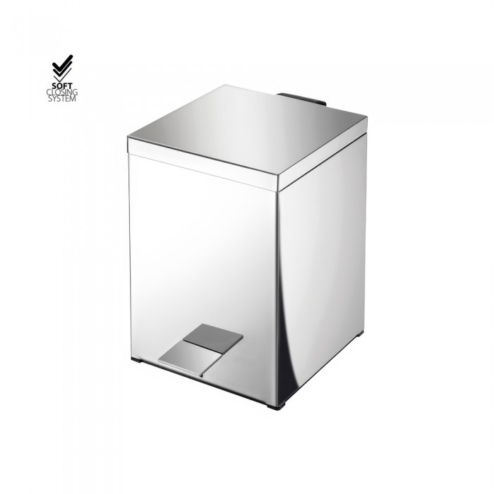 Χαρτοδοχείο Ορθογώνιο 5lt Soft Close (AISI 304) W18xD25xH26.5cm Inox Sanco Waste Bins 90677-A90
