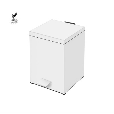 Χαρτοδοχείο Ορθογώνιο 5lt Soft Close (AISI 304) W18xD25xH26.5cm White Mat Sanco Waste Bins 90677-M101