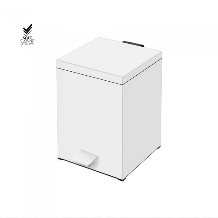 Χαρτοδοχείο Ορθογώνιο 5lt Soft Close (AISI 304) W18xD25xH26.5cm White Mat Sanco Waste Bins 90677-M101