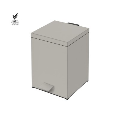 Χαρτοδοχείο Ορθογώνιο 5lt Soft Close (AISI 304) W18xD25xH26.5cm Cement Gray Mat Sanco Waste Bins 90677-M104