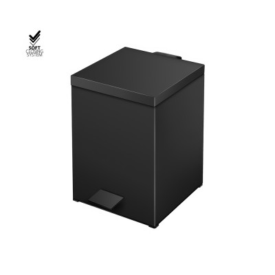 Χαρτοδοχείο Ορθογώνιο 5lt Soft Close (AISI 304) W18xD25xH26.5cm Black Mat Sanco Waste Bins 90677-M116