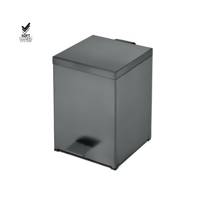 Χαρτοδοχείο Ορθογώνιο 5lt Soft Close (AISI 304) W18xD25xH26.5cm Anthracite Grained Sanco Waste Bins 90677-M118