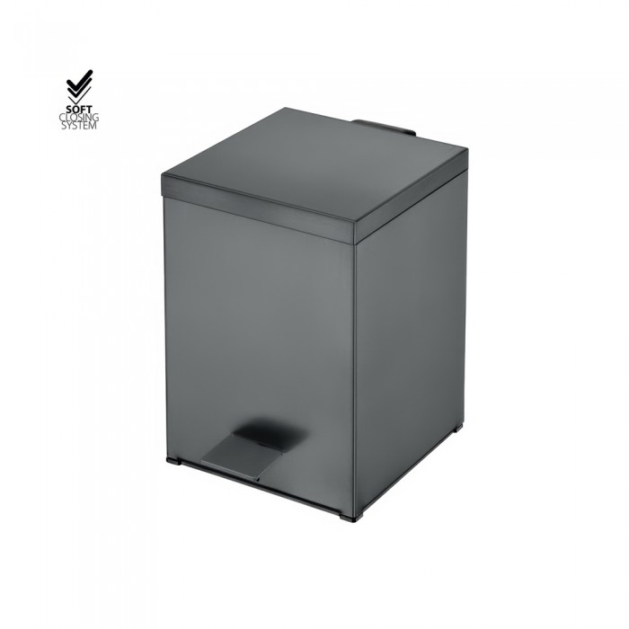 Χαρτοδοχείο Ορθογώνιο 5lt Soft Close (AISI 304) W18xD25xH26.5cm Anthracite Grained Sanco Waste Bins 90677-M118