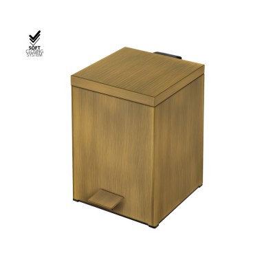 Χαρτοδοχείο Ορθογώνιο 5lt Soft Close (AISI 304) W18xD25xH26.5cm Bronze Mat Sanco Waste Bins 90677-M25