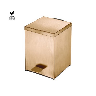 Χαρτοδοχείο Ορθογώνιο 5lt Soft Close (AISI 304) W18xD25xH26.5cm PVD Warm Bronze Brushed Sanco Waste Bins 90677-PVD-01BR