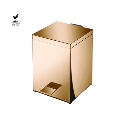 Χαρτοδοχείο Ορθογώνιο 5lt Soft Close (AISI 304) W18xD25xH26.5cm PVD Warm Bronze Polished Sanco Waste Bins 90677-PVD-01PL